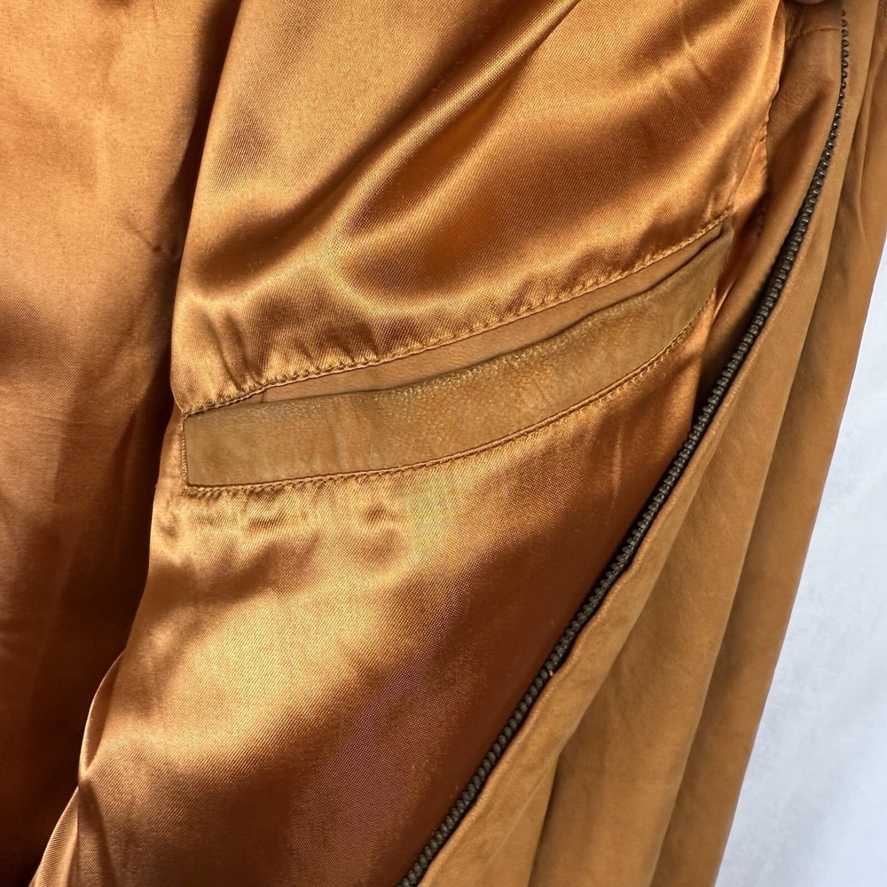 Vintage Karl Kani Suede Men's Bomber Jacket Zip Up Satin Style Interior XL Flaws - Picture 10 of 13